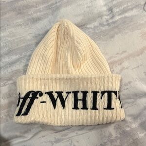 Off-White Ivory Ribbed Beanie